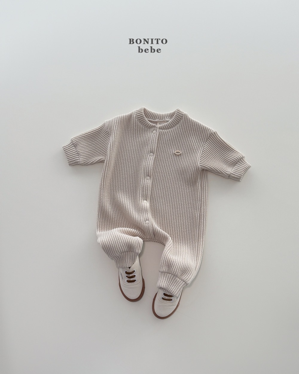 Bonito 圓標針織開衫連身衣 / 2色 (Bebe)