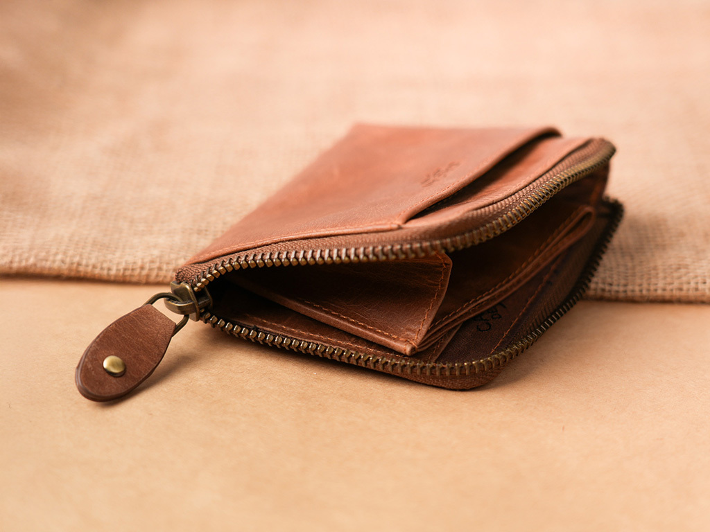 『新品上市』老爺有喜  真皮L型拉鍊卡片小零錢包 (1821htn)