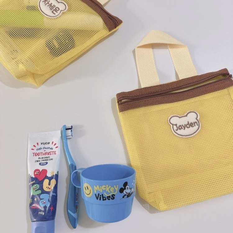 韓國｜客製化刺繡名字網狀旅行袋