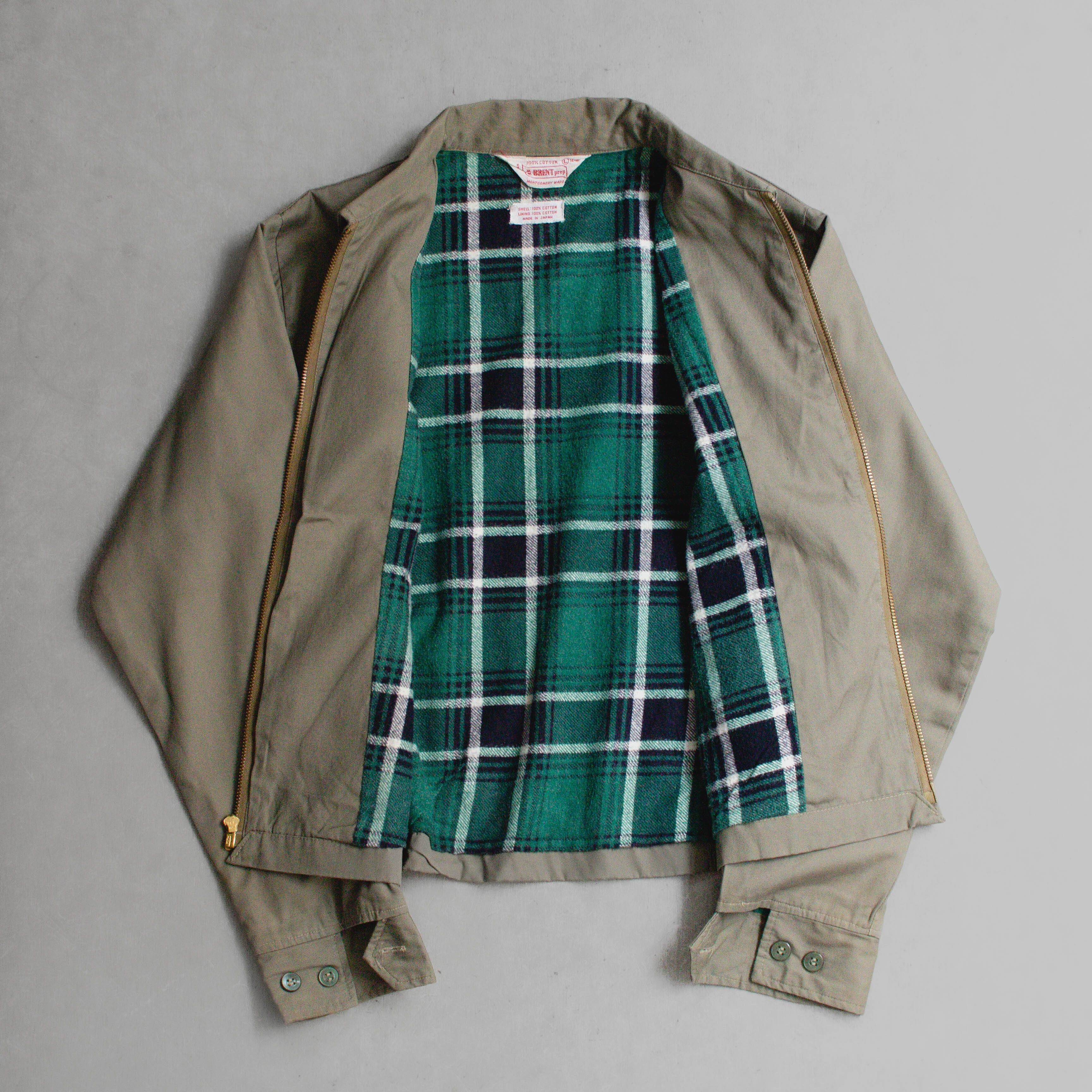 60S BRENT LINED WORK JACKET 美國 灰綠色 短版 拉鍊 工作 外套