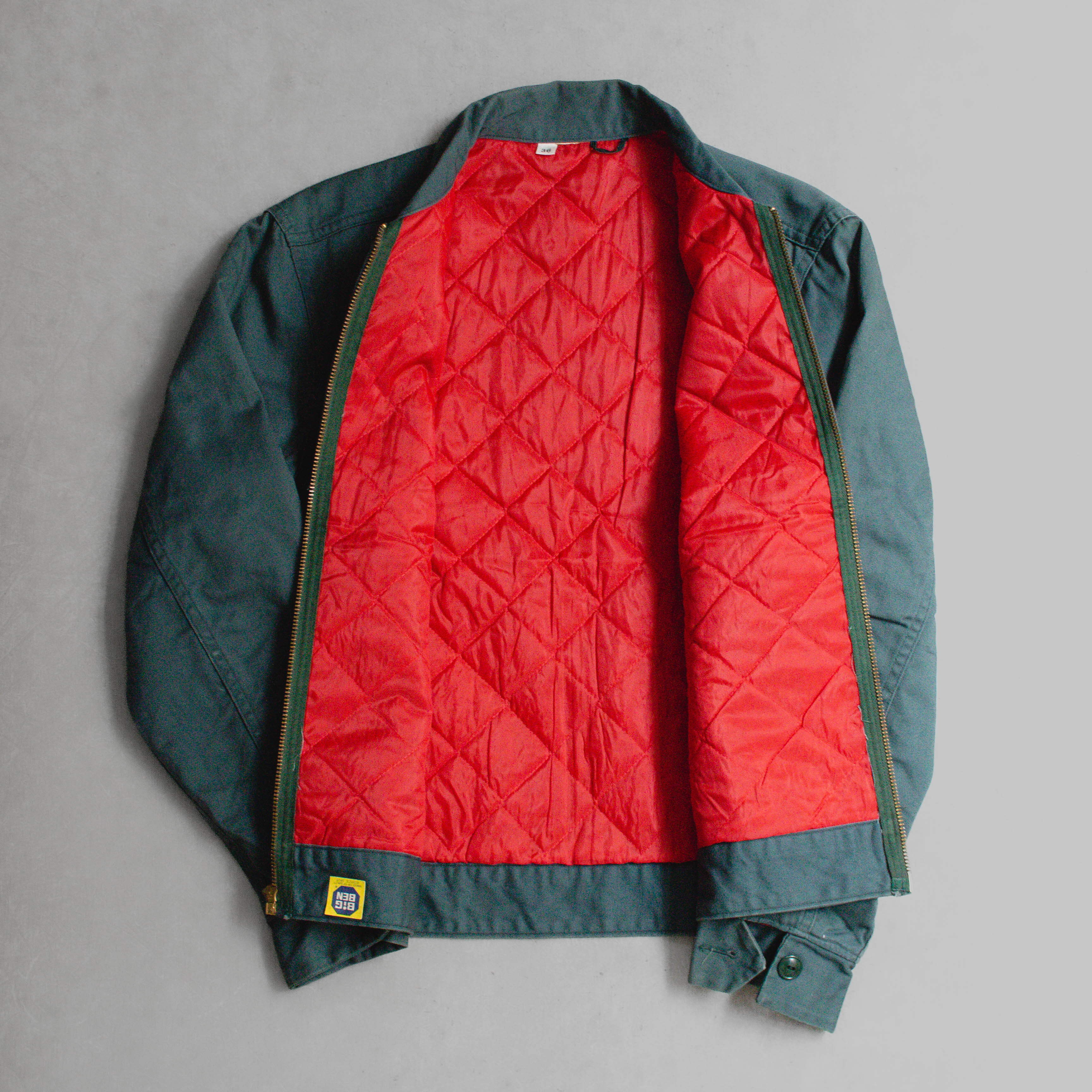 60-70S BIG BEN LINED WORK JACKET 美國製 綠色 短版 鋪棉 拉鍊 工作外套