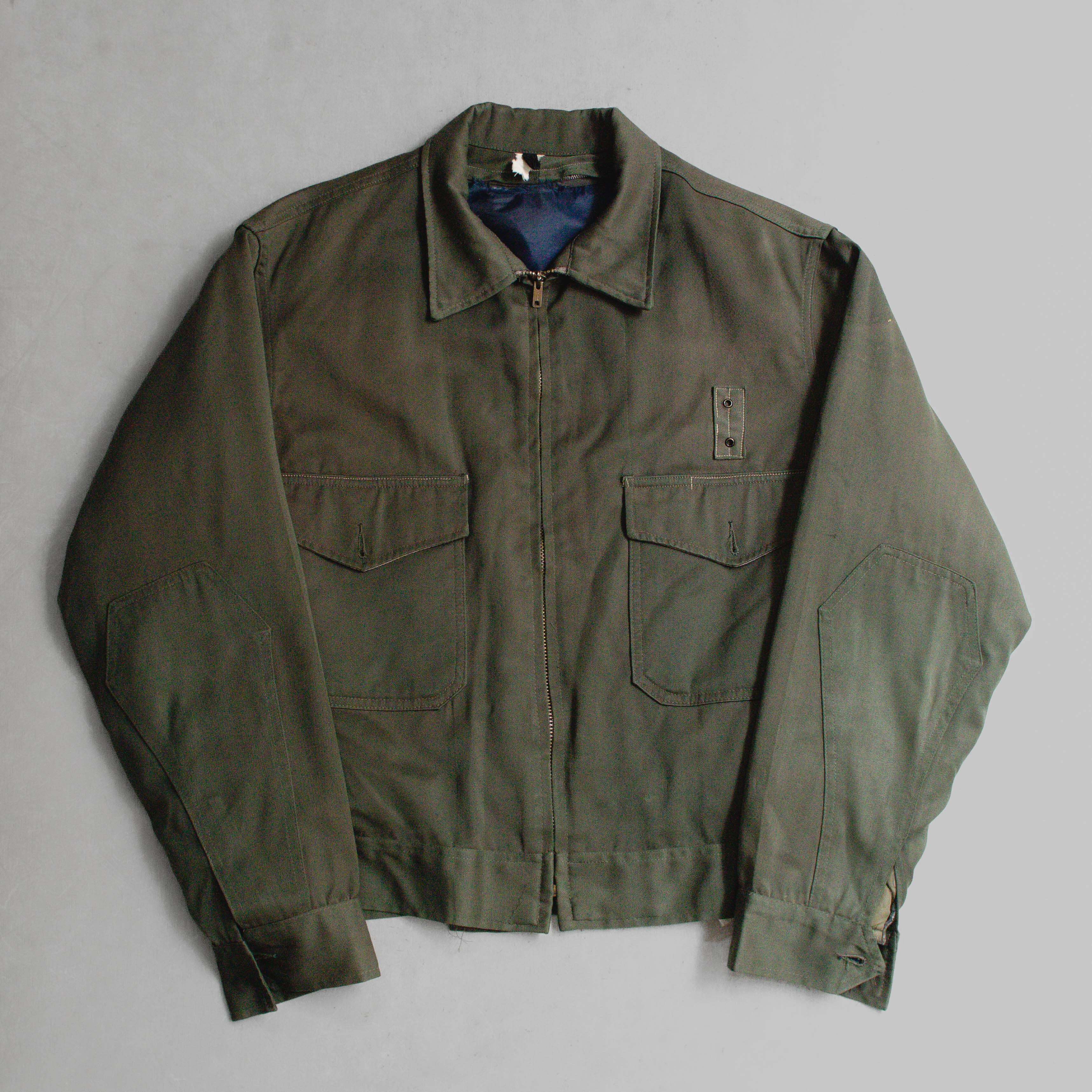 60S MR.2PLY RAYON BLEND WORK JACKET 美國製 墨綠 短版 拉鍊 工作外套