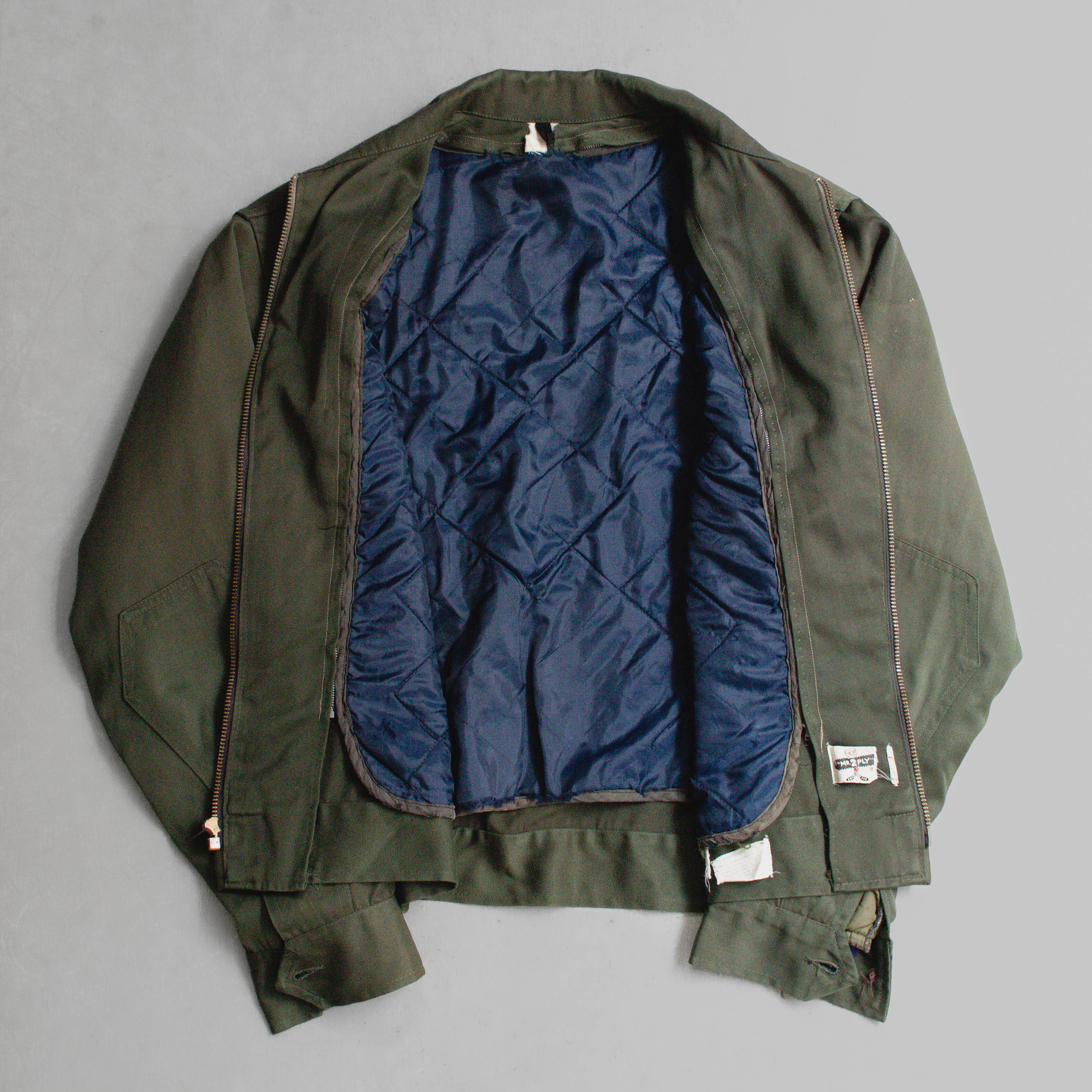 60S MR.2PLY RAYON BLEND WORK JACKET 美國製 墨綠 短版 拉鍊 工作外套