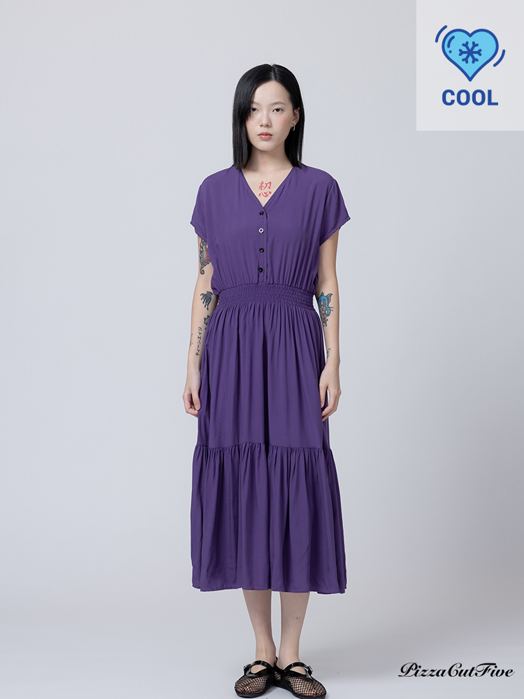 [兩件1580｜涼感洋裝]簡約素色短袖縮腰洋裝 PizzaCutFive PCF262485008