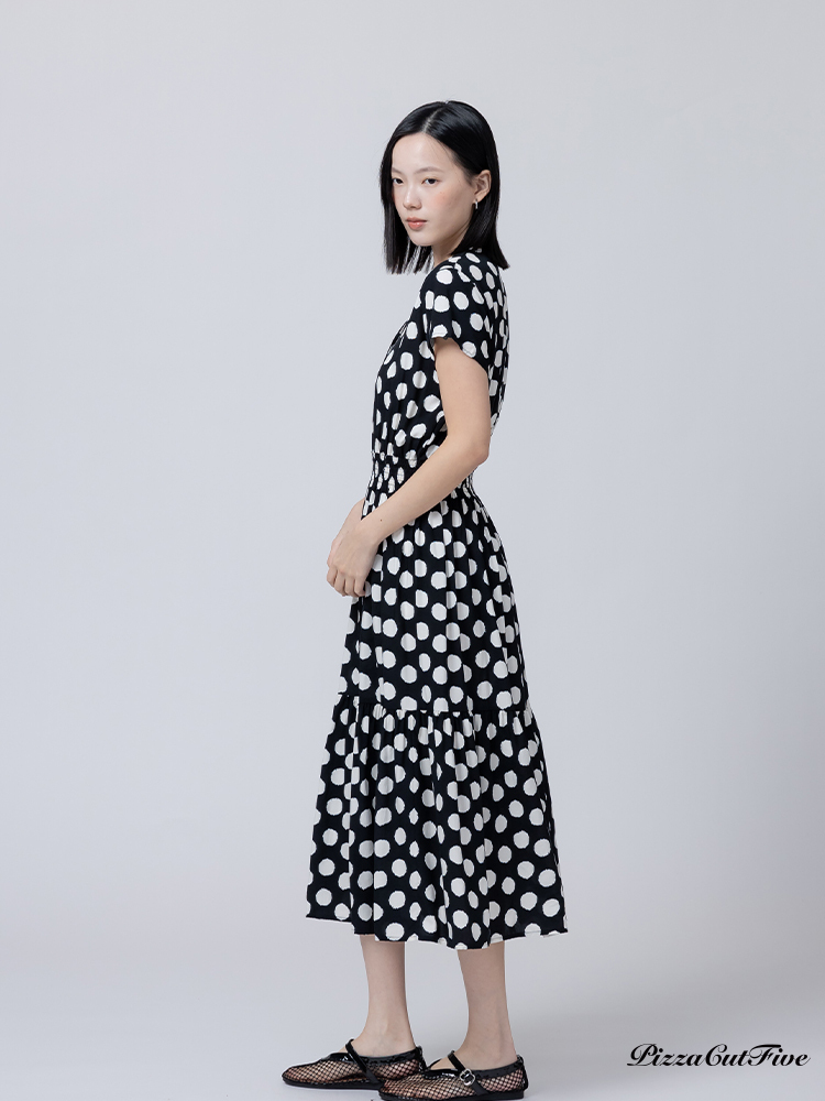 [兩件1580｜涼感洋裝]波點短袖縮腰洋裝 PizzaCutFive PCF262485009