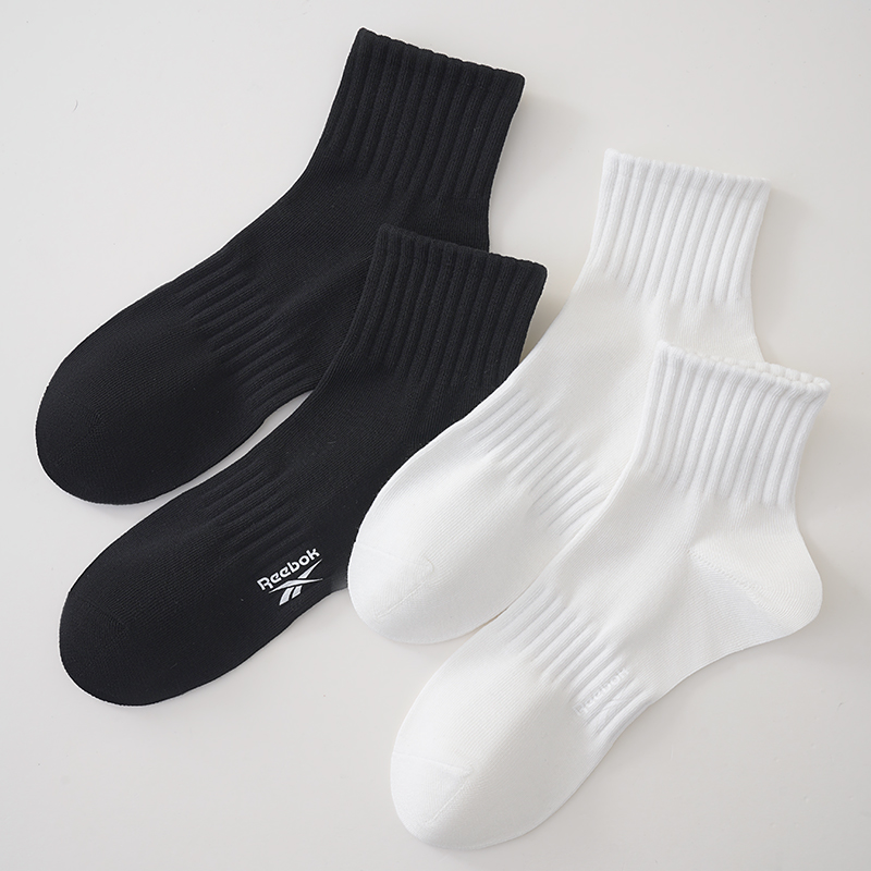 代購-Reebok 10A抗菌 經典純色 防臭 抗起球 透氣 吸汗 舒適 中筒襪 男女同款 六雙入