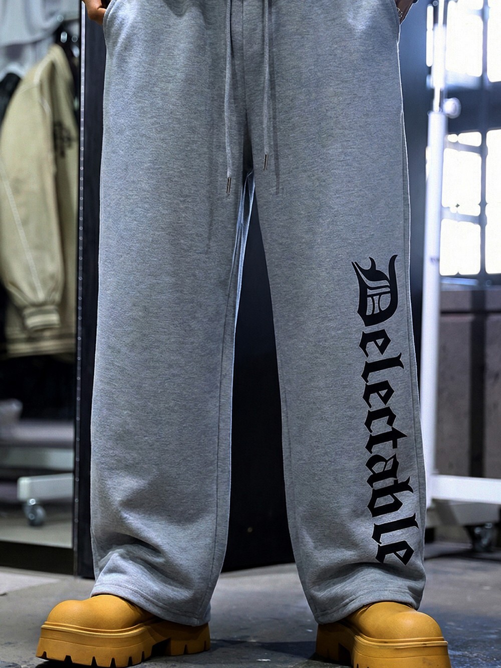 老式哥德字母休閒棉褲