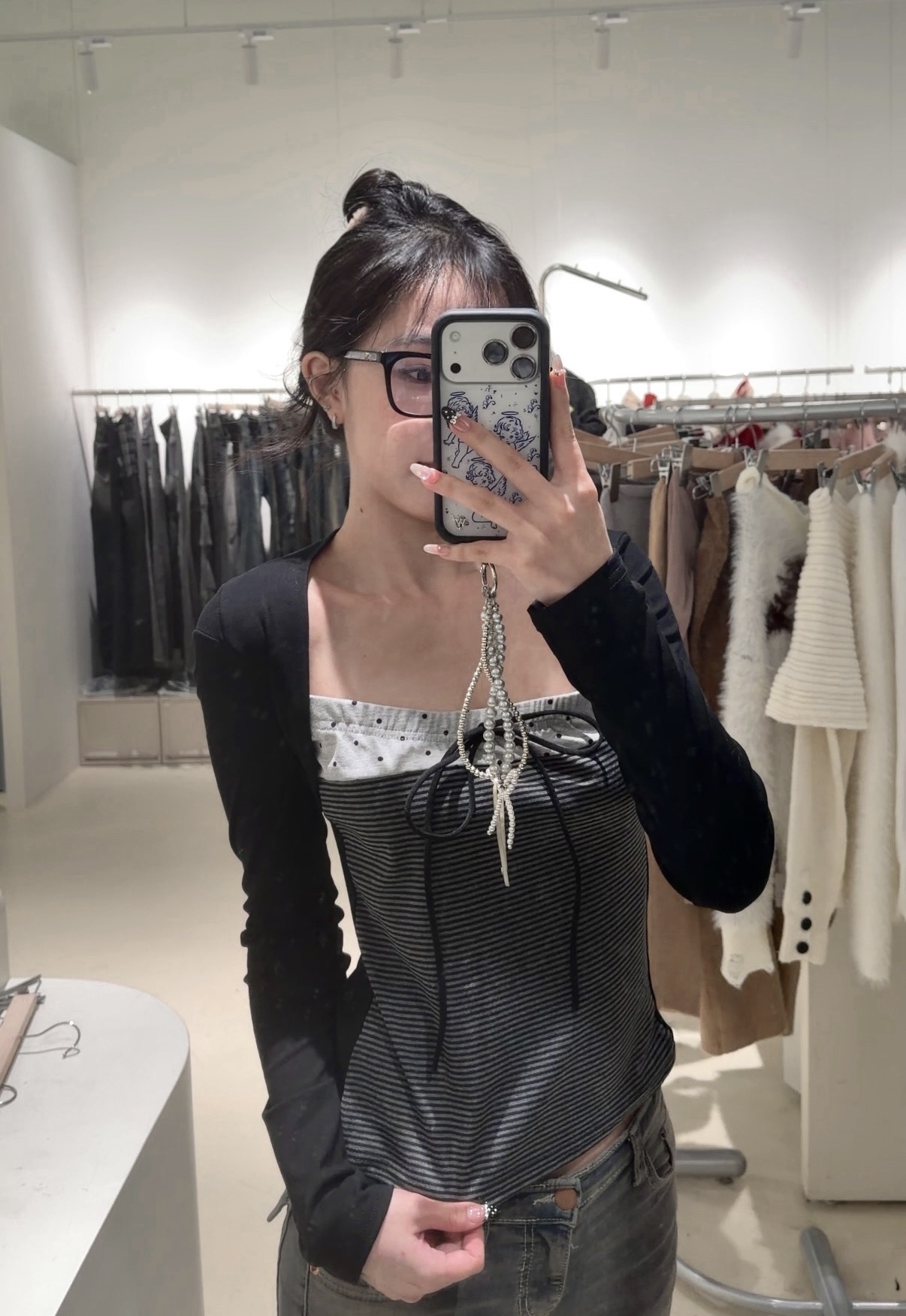 韓系純慾風假兩件🖤🩶