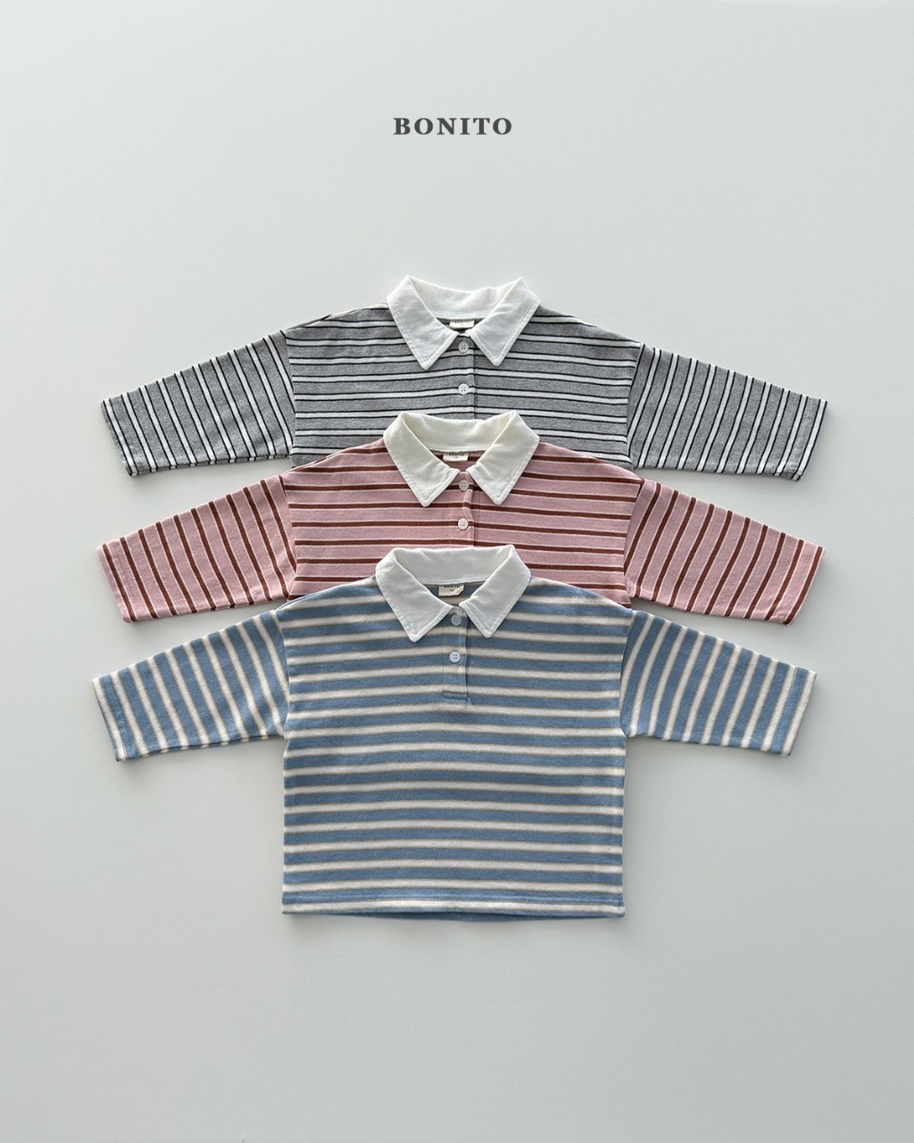 韓國🇰🇷BONITO 美式條紋POLO上衣(12m-XL/JS-JM)