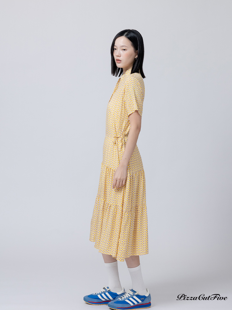 [兩件1580｜涼感洋裝]不規則線條立領短袖連身洋裝 PizzaCutFive PCF262485030