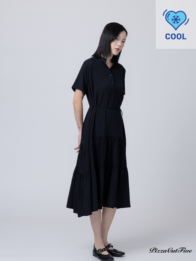 [兩件1580｜涼感洋裝]簡約素色立領短袖連身洋裝 PizzaCutFive PCF262485028