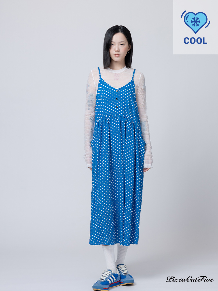 [兩件1580｜涼感洋裝]經典小圓點口袋細肩洋裝 PizzaCutFive PCF262487002