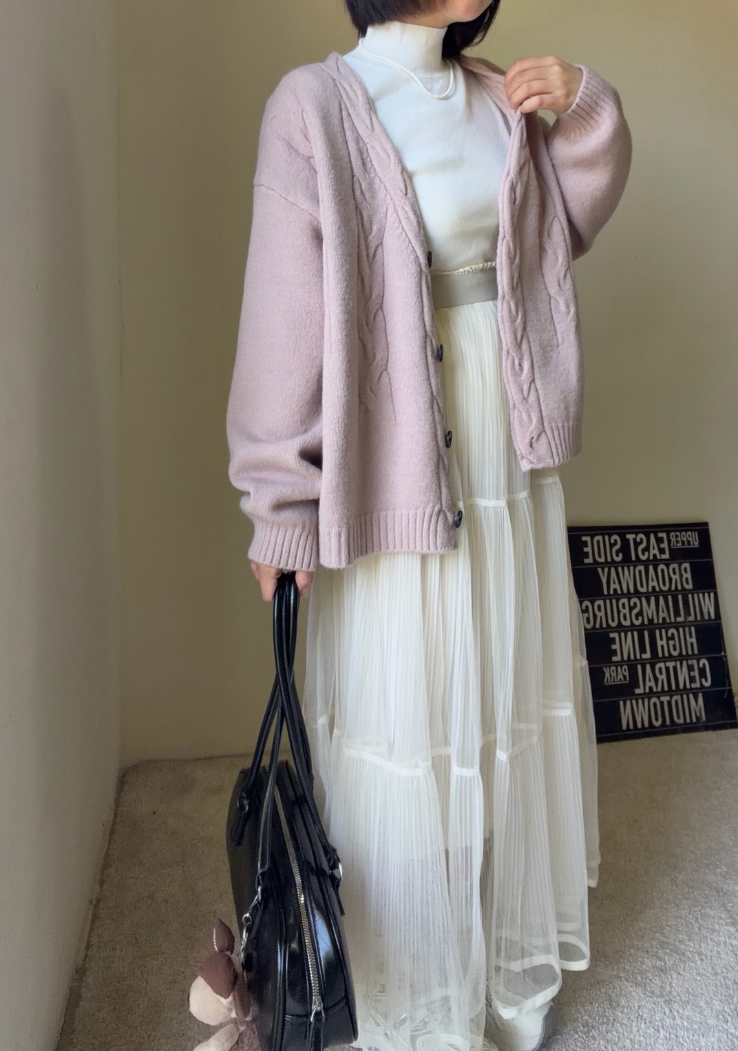 復古麻花v領鈕扣毛衣