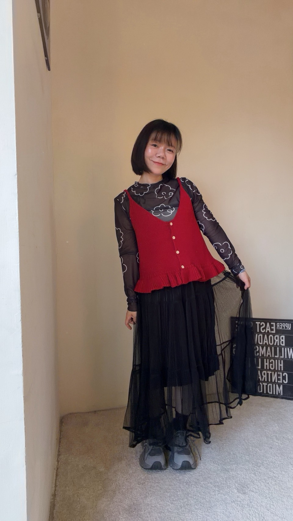 可愛荷葉邊針織背心