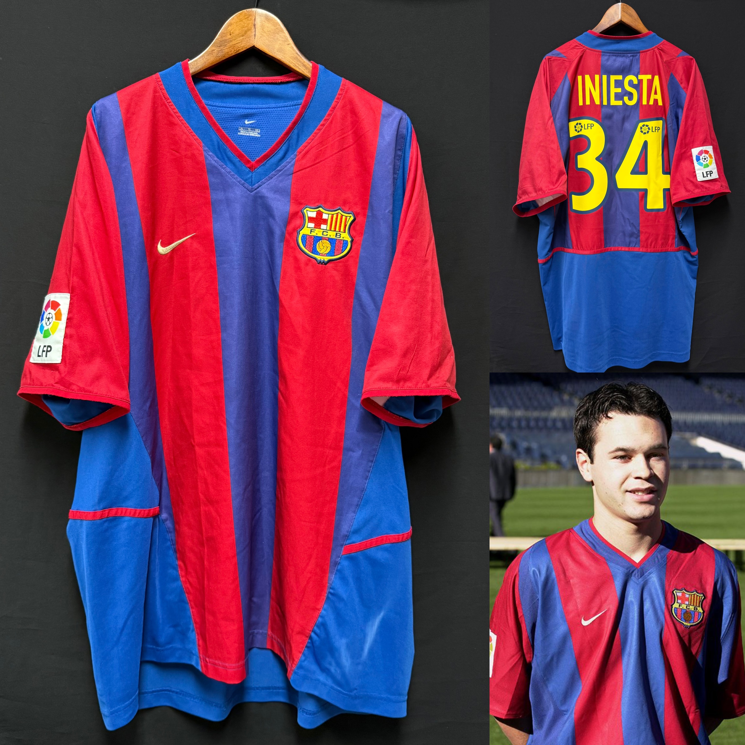 FC Barcelona 2002-2003 Nike Home Authentic Player Shirt #34 INIESTA