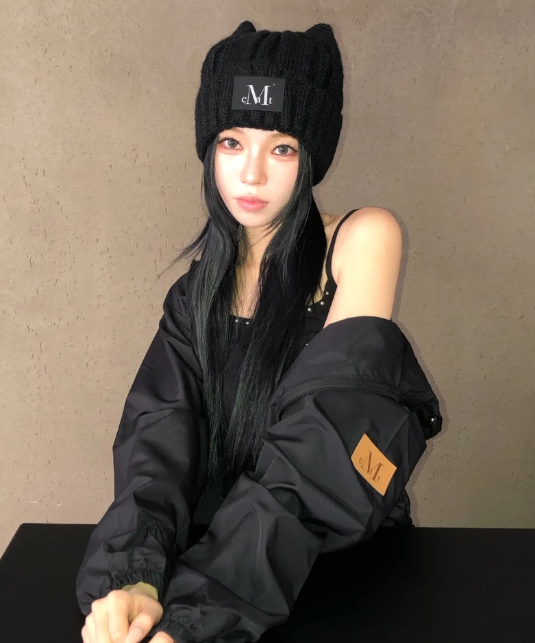 （現貨）韓牌 MUCENT MISTY 皮革logo 貓耳帽 針織毛帽 P0000BQG