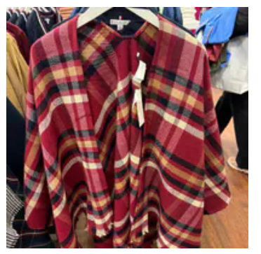 [S] TOMMY HILFIGER ROUGE MULTI XW05939-600 SIGNATURE PLAID CAPE, 198296310125 (STH1614)