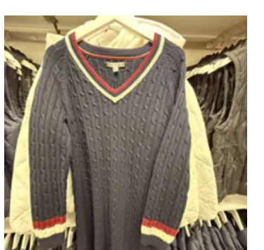 [S] TOMMY HILFIGER NAVY VARSITY STRIPE CABLE KNIT SWEATER DRESS, XW06304-400 (STH1619)