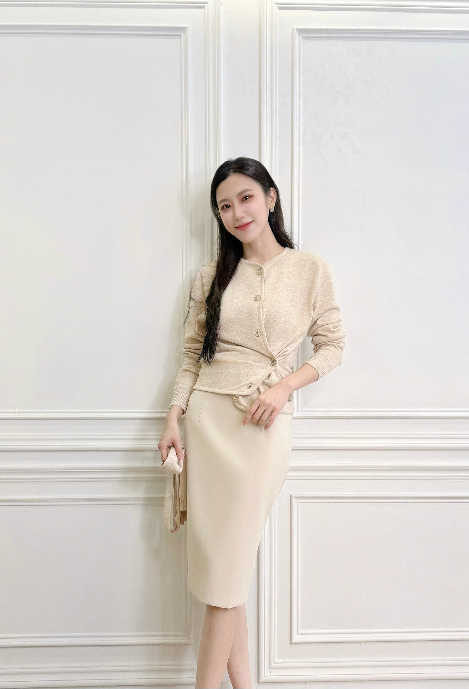 領巾開襟針織上衣