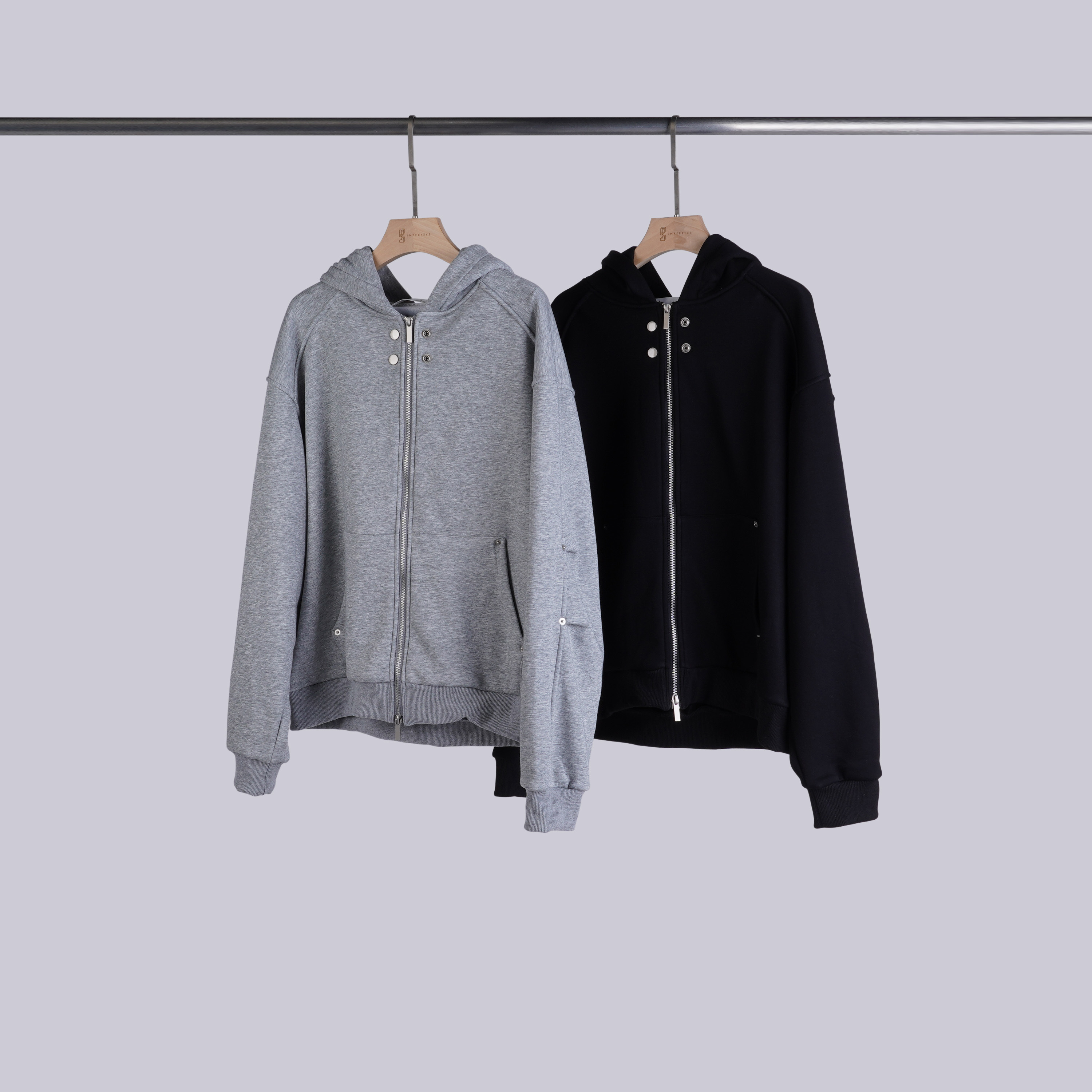 質感設計釦拼接連帽外套 | 2色