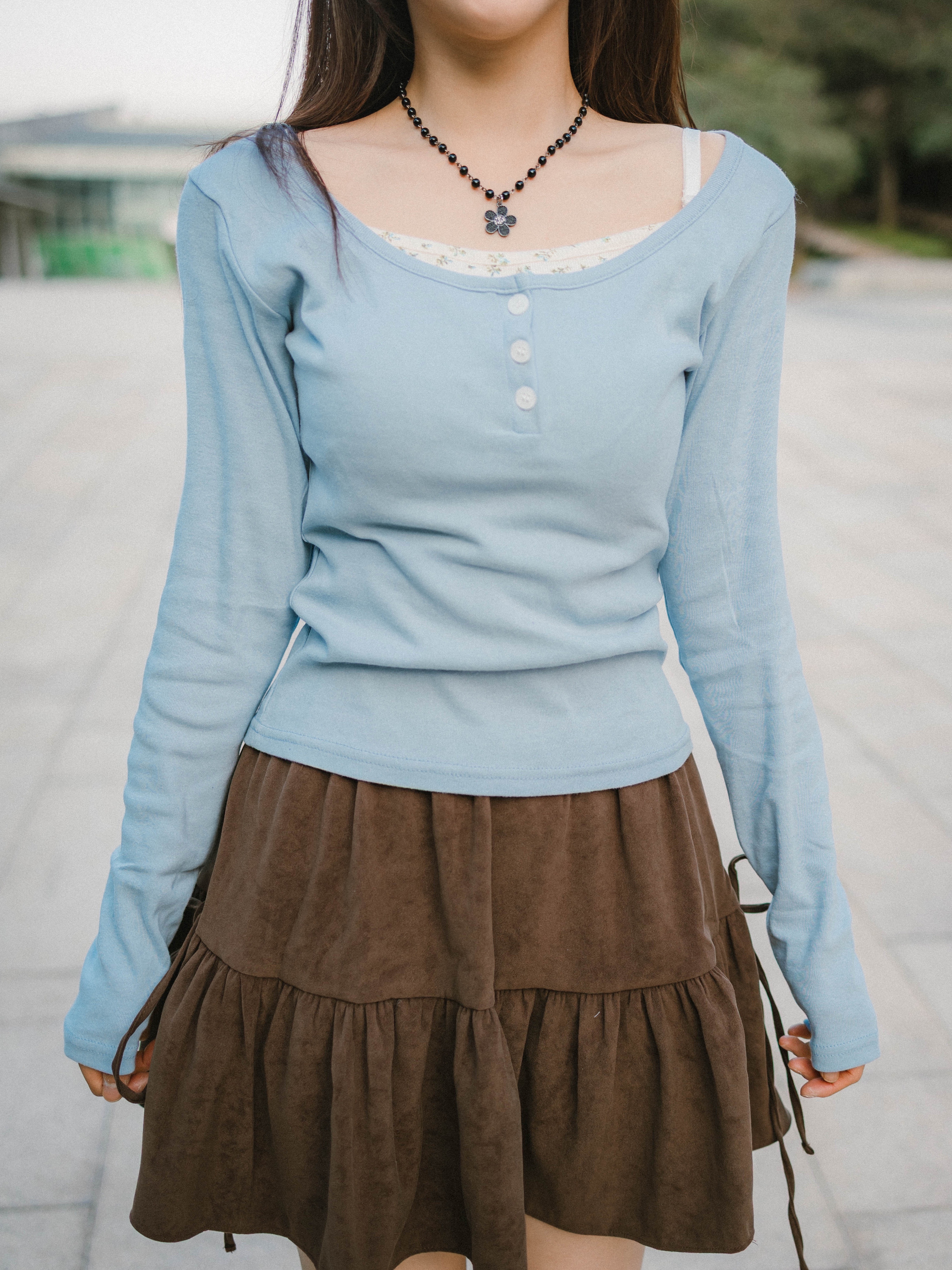 純欲碎花花Layered Tee Top