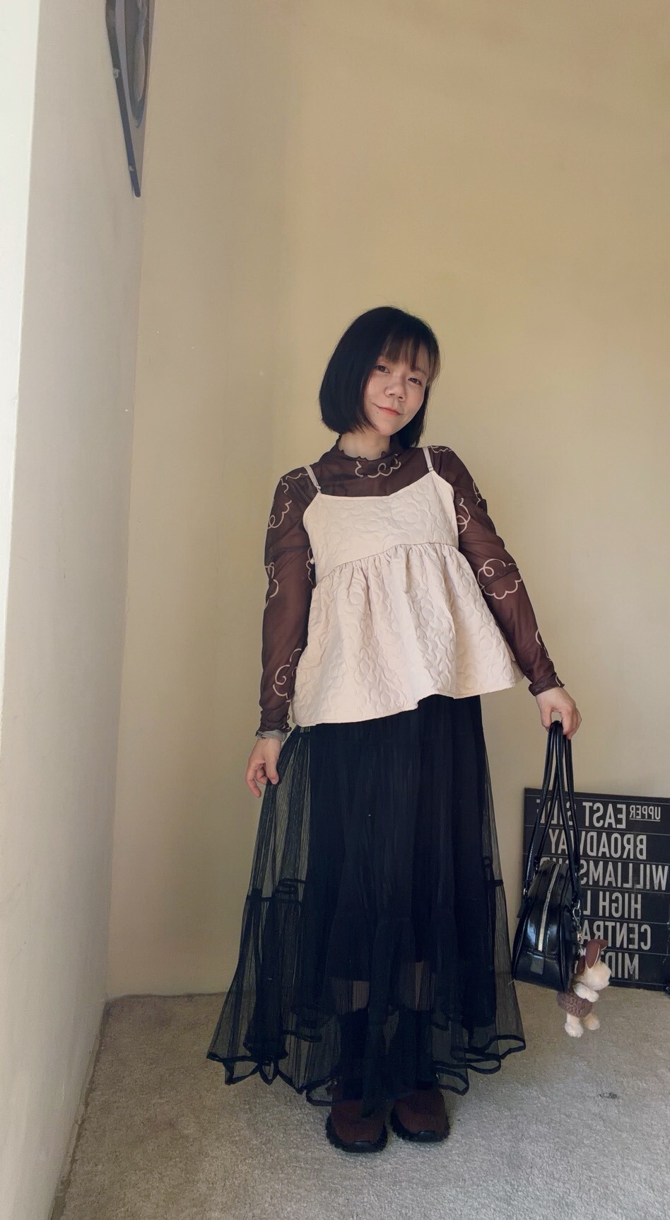 蛋包花透膚打底衣(預購）