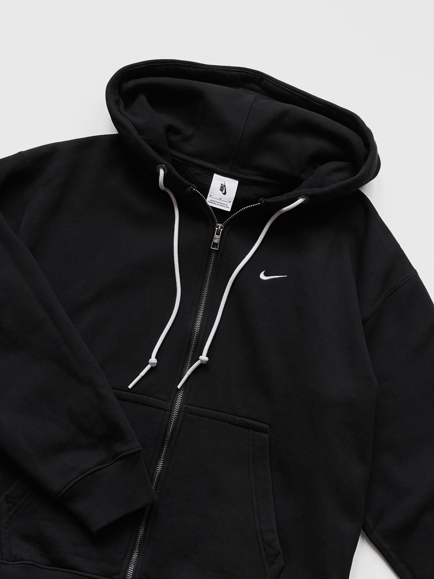 代購-Nike Solo Swoosh Logo 刺繡 開衫 拉鍊 連帽外套 黑色 DR0404-010