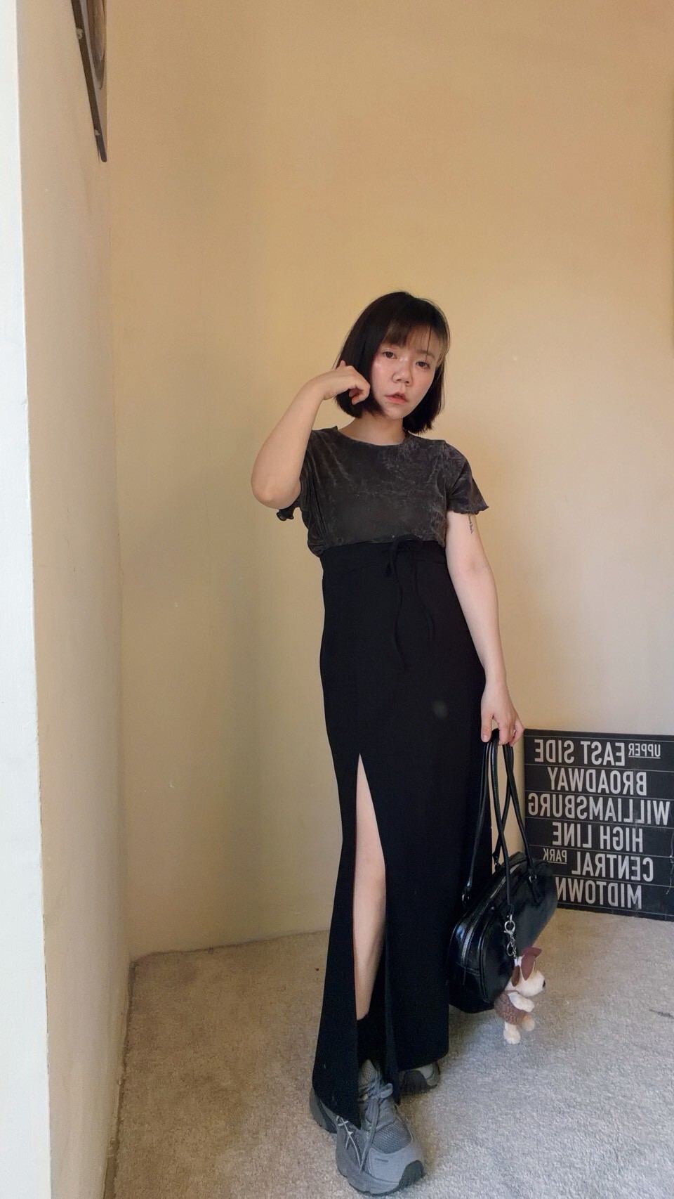 太空棉前開岔魚尾裙 S