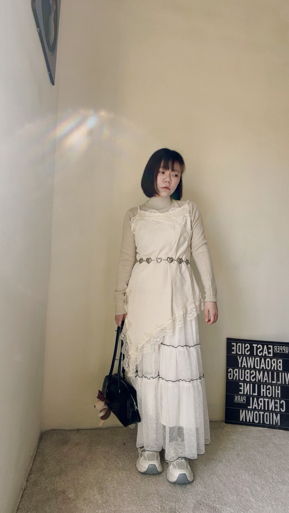 滾邊蕾絲蛋糕裙S