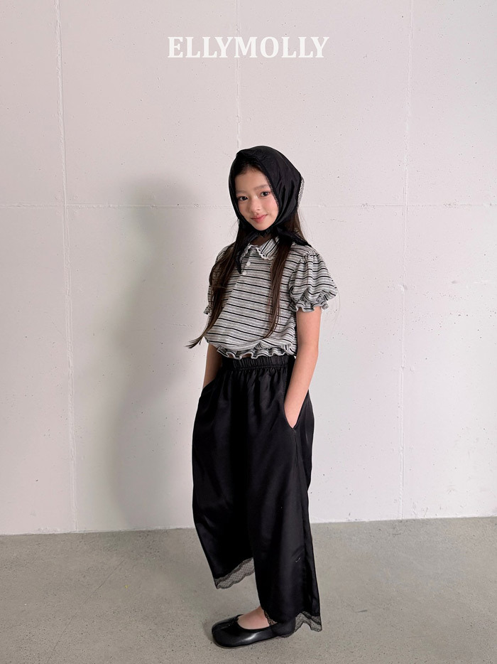 正韓春EllyMolly 三色愛心標條紋短版上衣