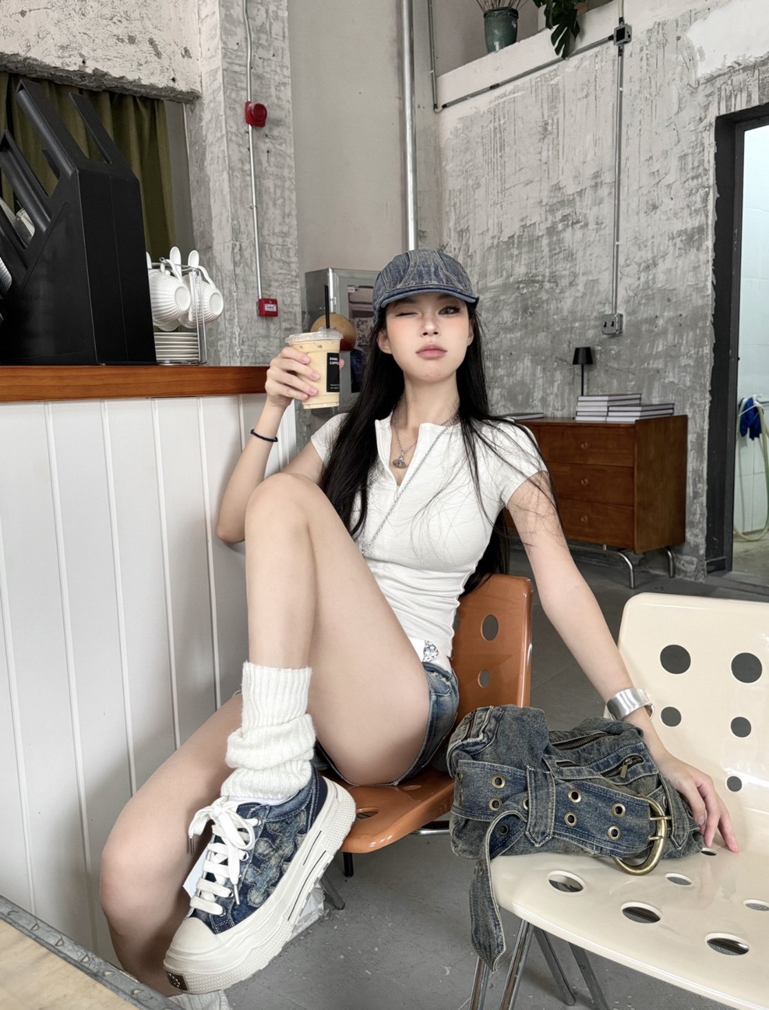 【代購】SHOOT BRAND 重奏系列 牛仔藍拼接厚底帆布鞋 男女同款 增高神器