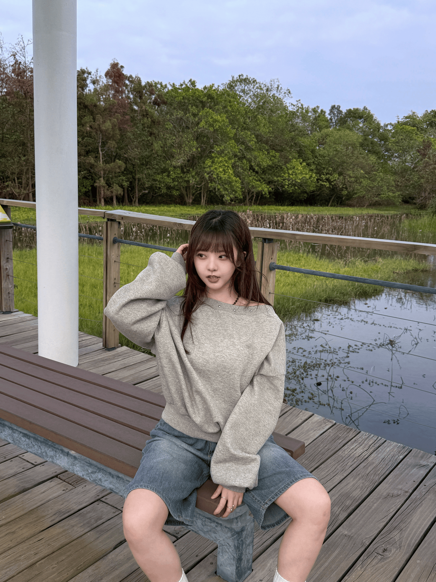 Basic Rivet One Shoulder Sweater