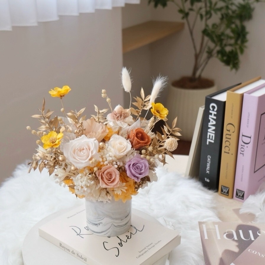 閒暇人經典永生盆花_蜜糖橘（ L豐富款）