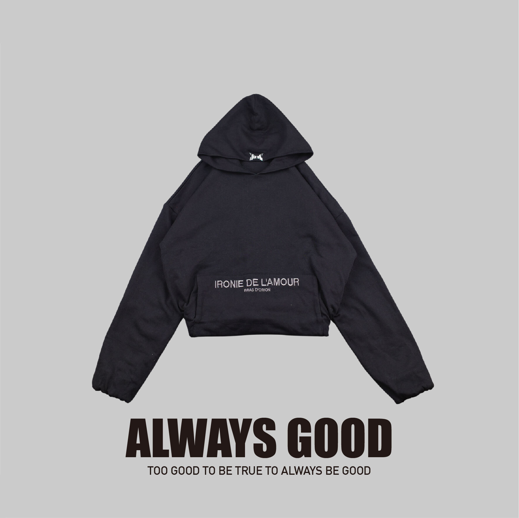 『Always_Good』重磅 刺繡 短版 BOXY 帽T