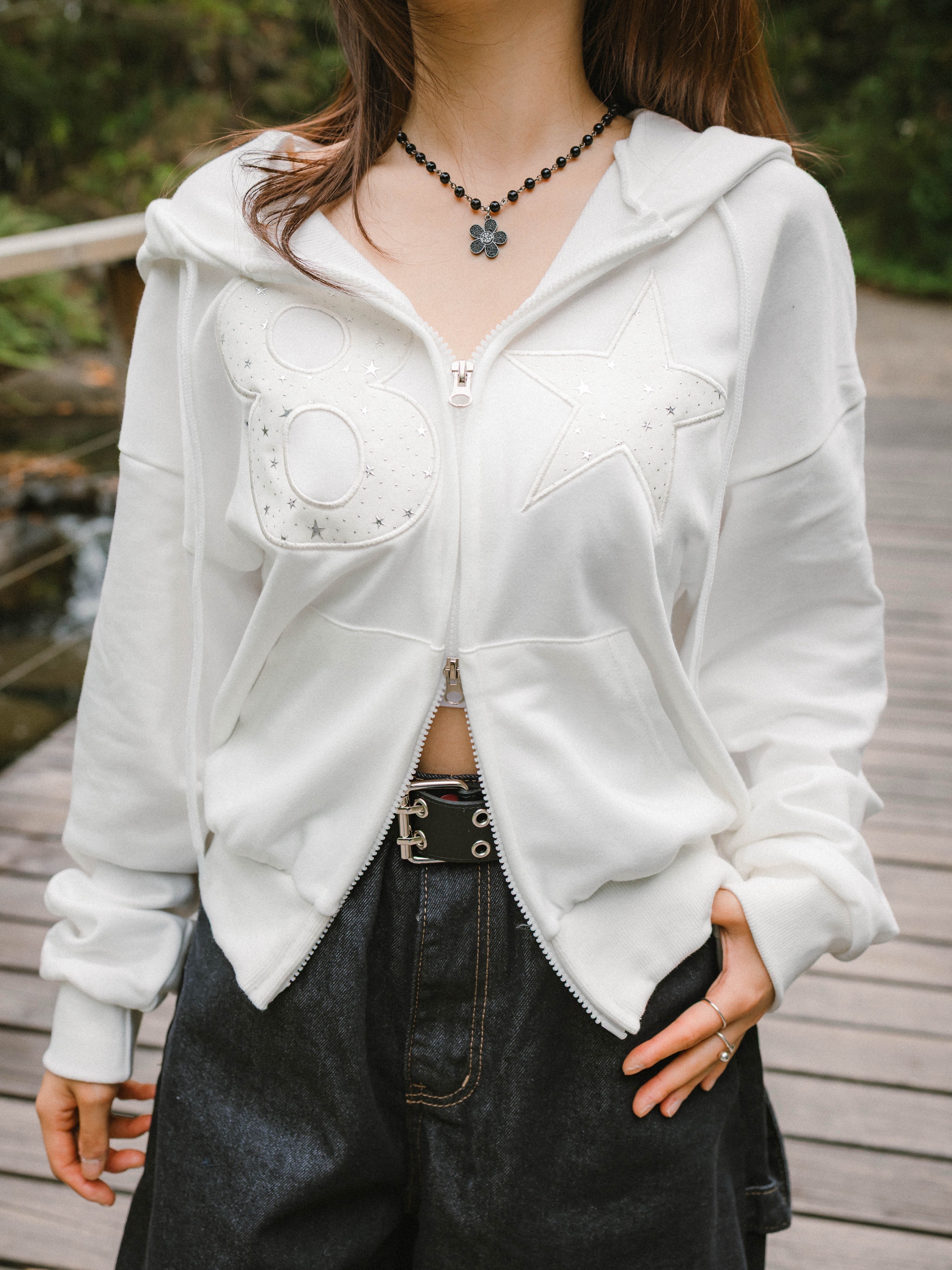 Bling Bling 8 Stars Zip-up Hoodie