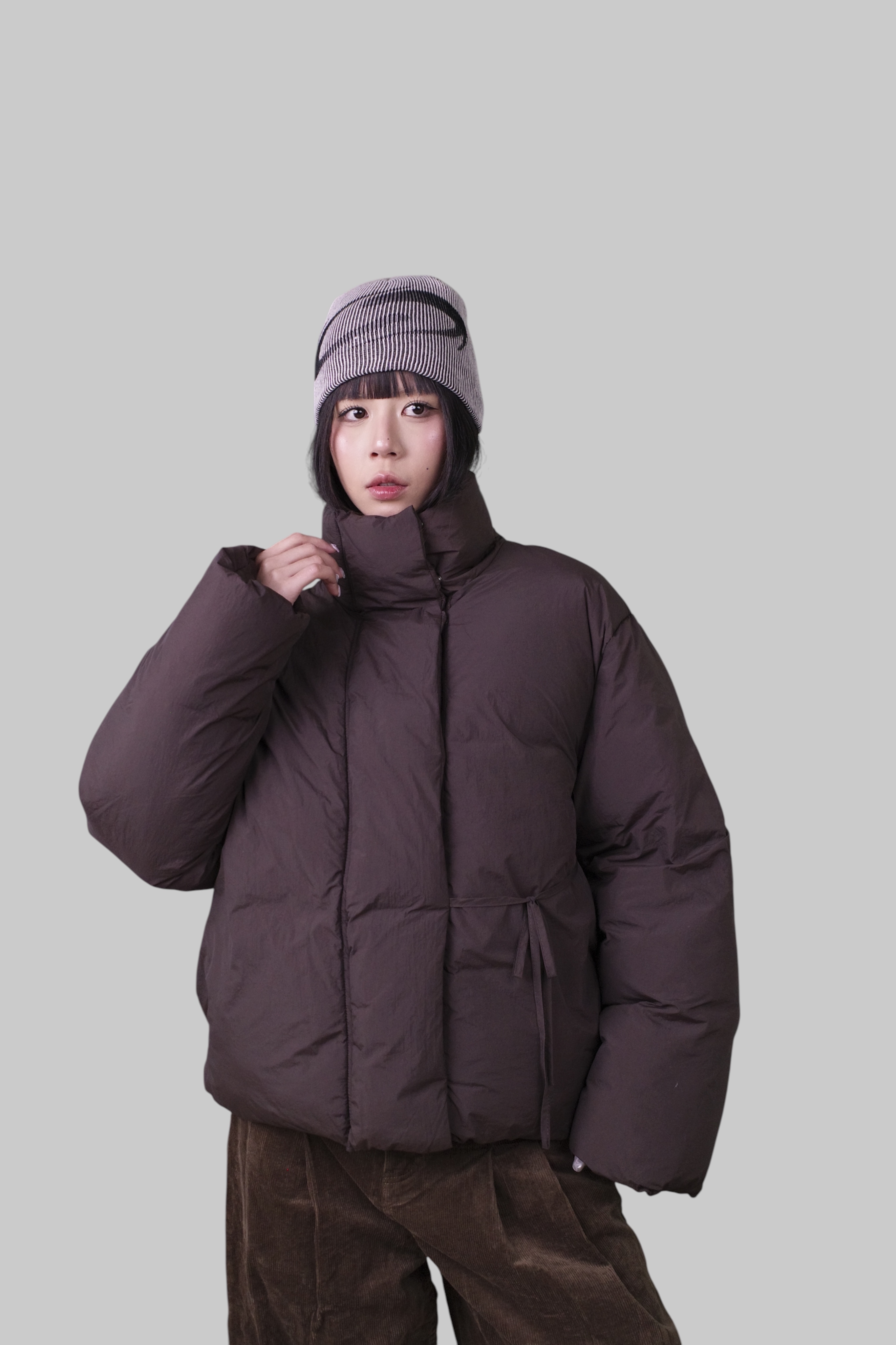 『Always_Good』立領 寬鬆 短版 鋪棉 外套