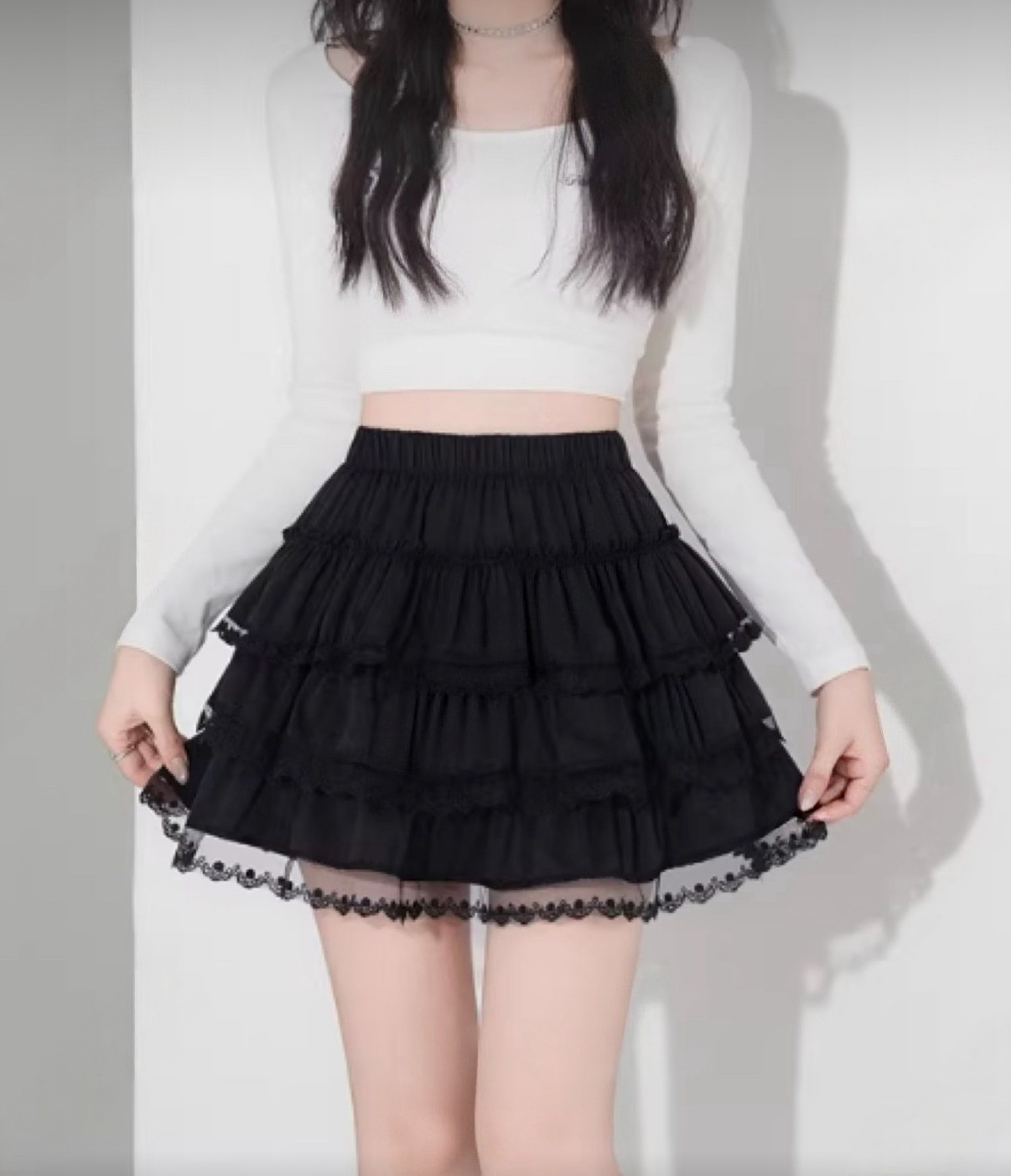 三層蛋糕蕾絲裙