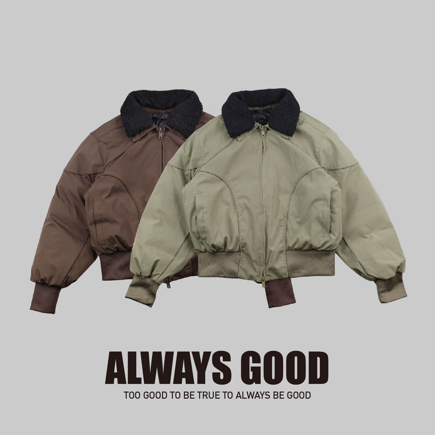 『Always_Good』可拆卸毛領 分割 鋪棉 工裝 外套