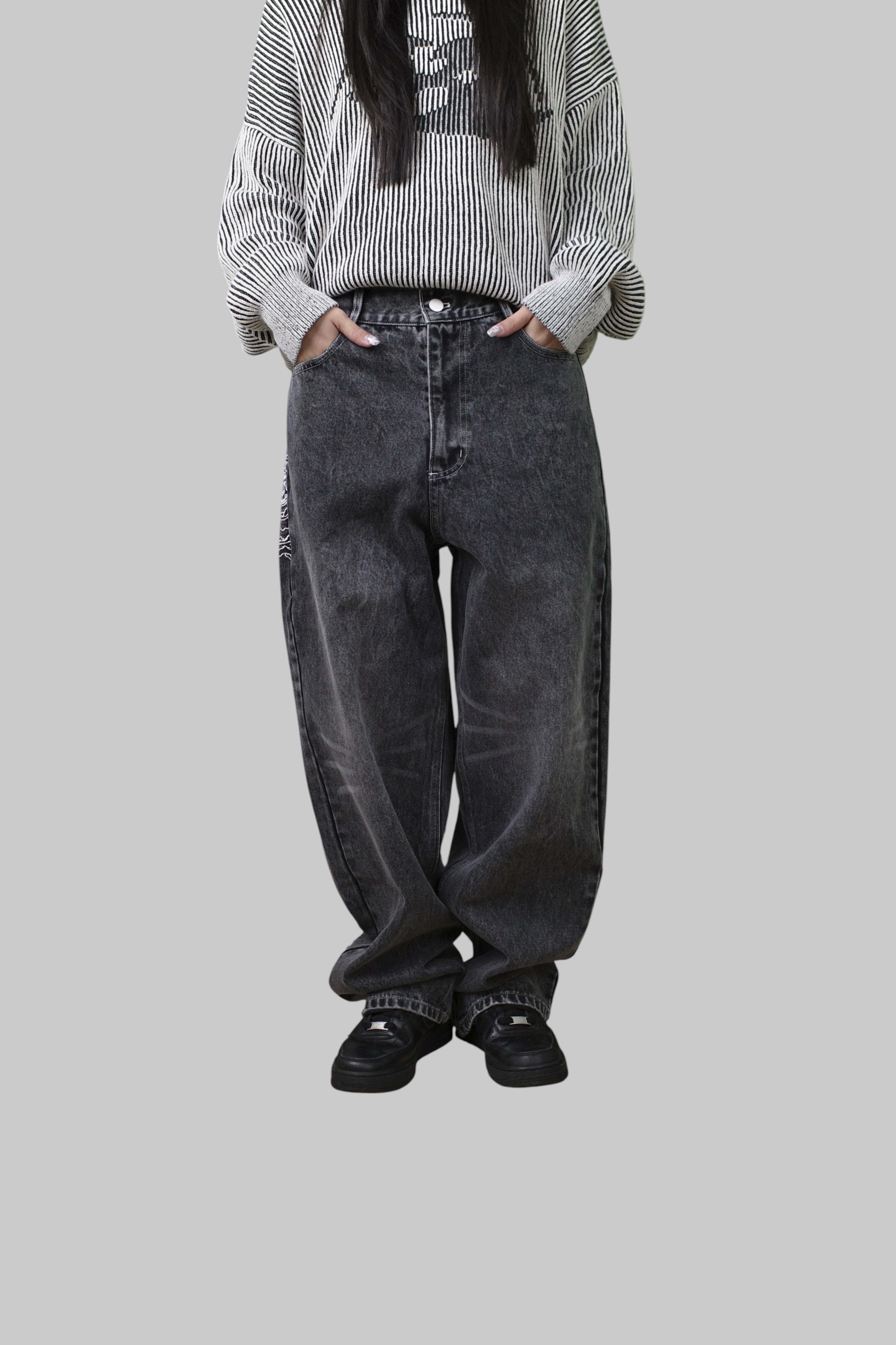 『Always_Good』里約聖母像 刺繡 牛仔 長褲