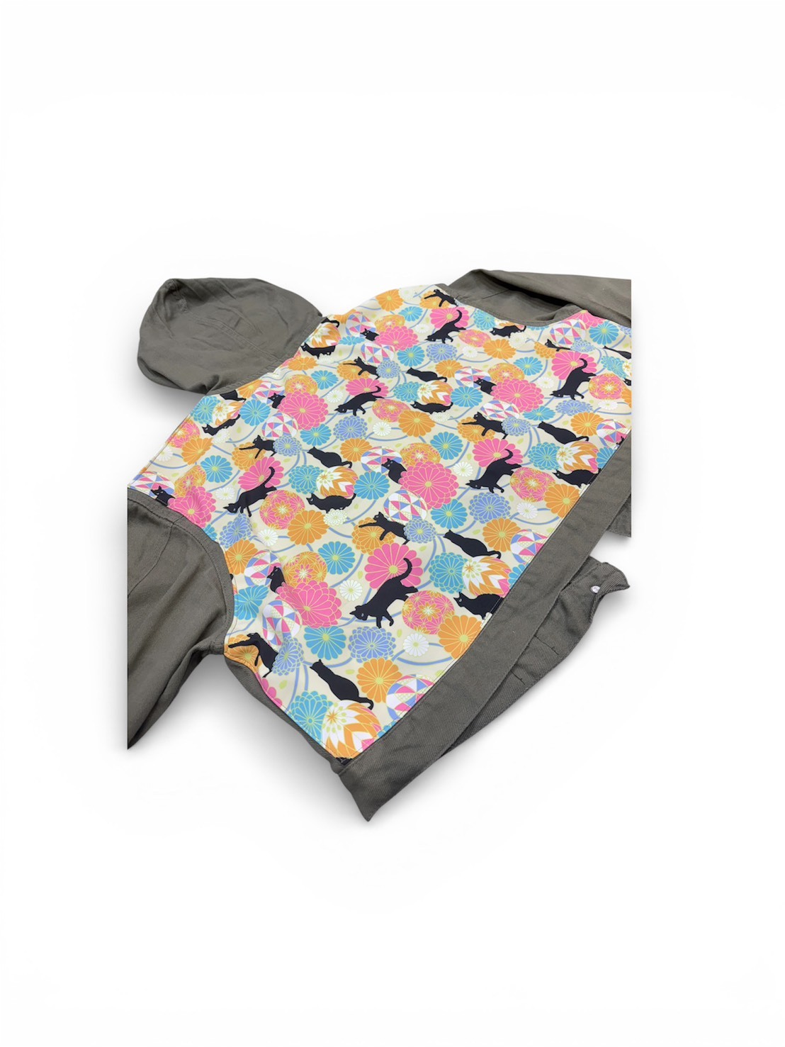 Annstudio 軍綠拼接連帽短版外套