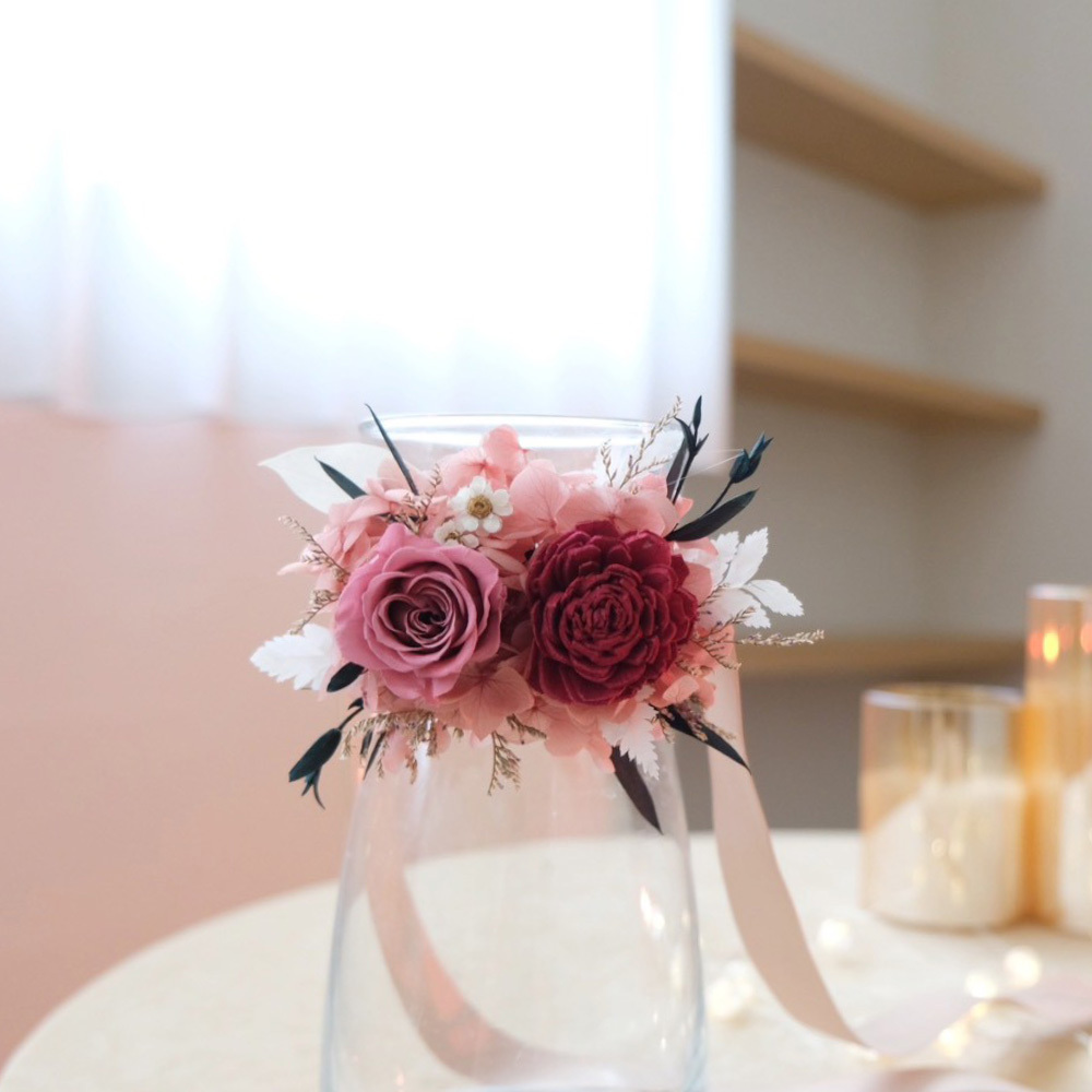 永生花 手腕花 莓紅