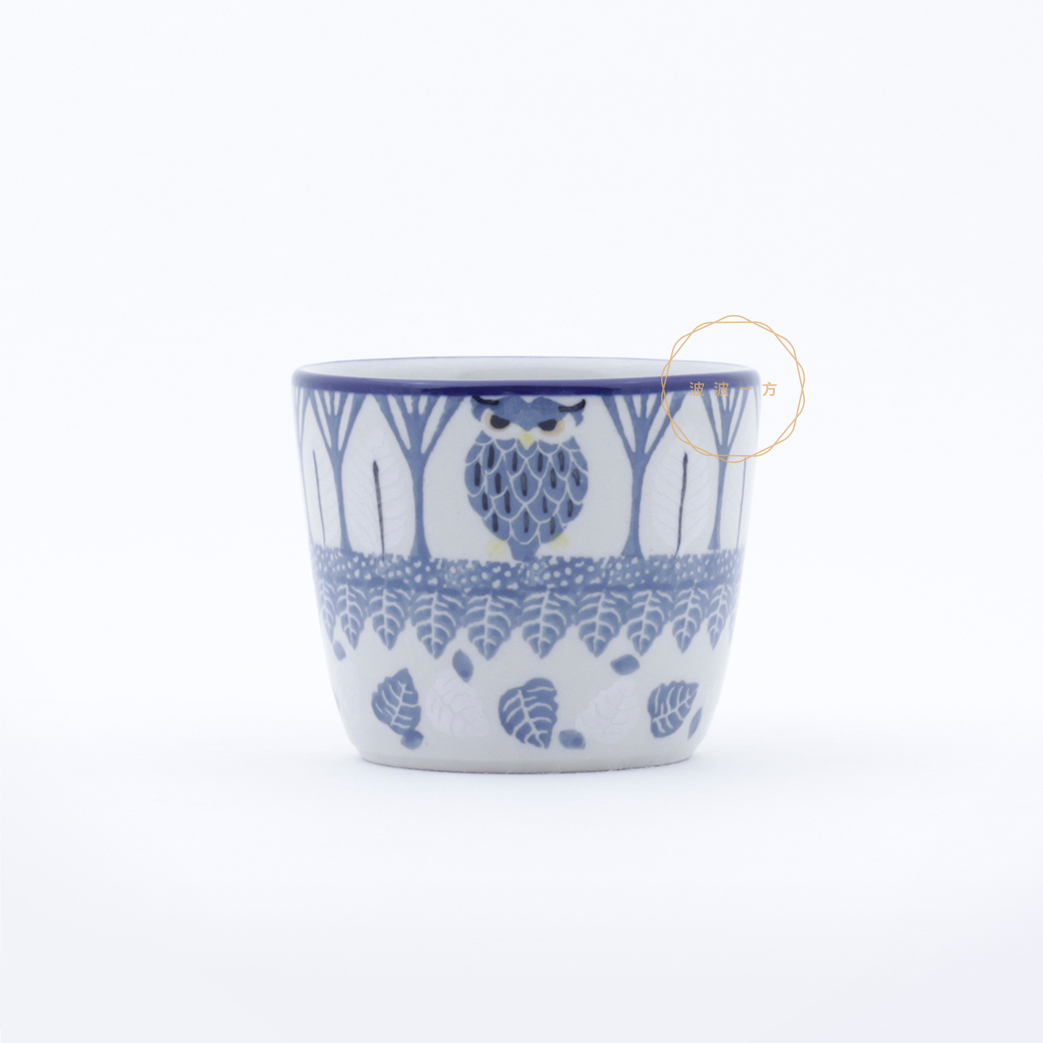 豬口杯-150ml-高6.5cm-森林中貓頭鷹-白葉