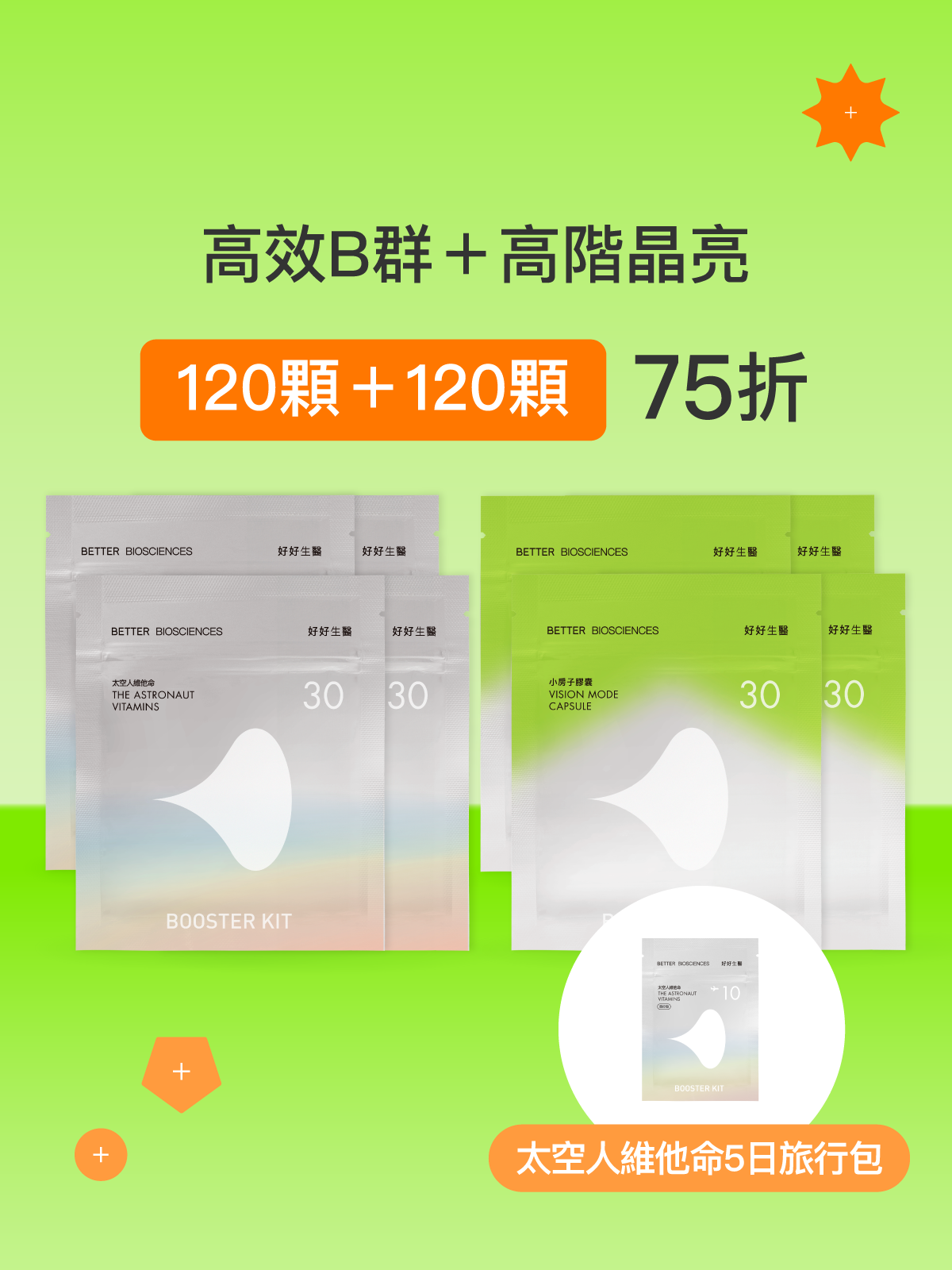【開工限定組💪🏻】小房子膠囊補充包4入＋太空人維他命補充包4入 (120顆＋120顆)
