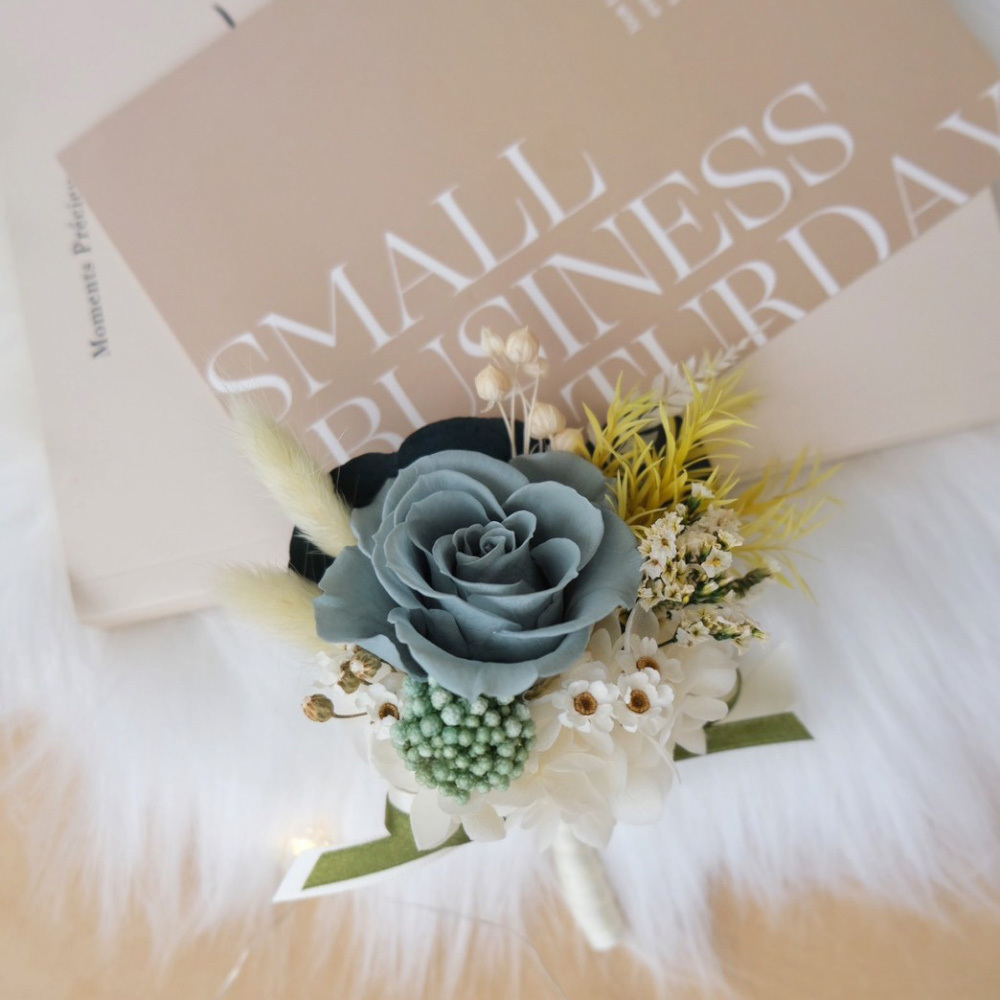 永生大玫瑰抹茶綠色系胸花