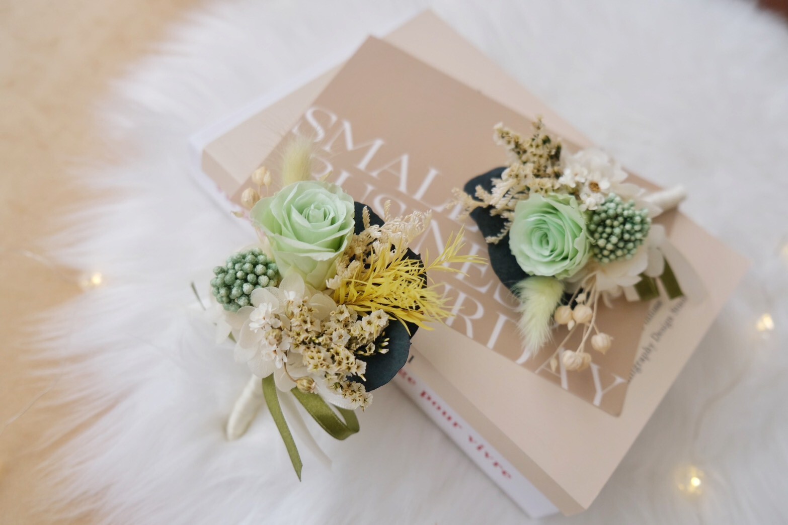 永生小玫瑰綠色系胸花