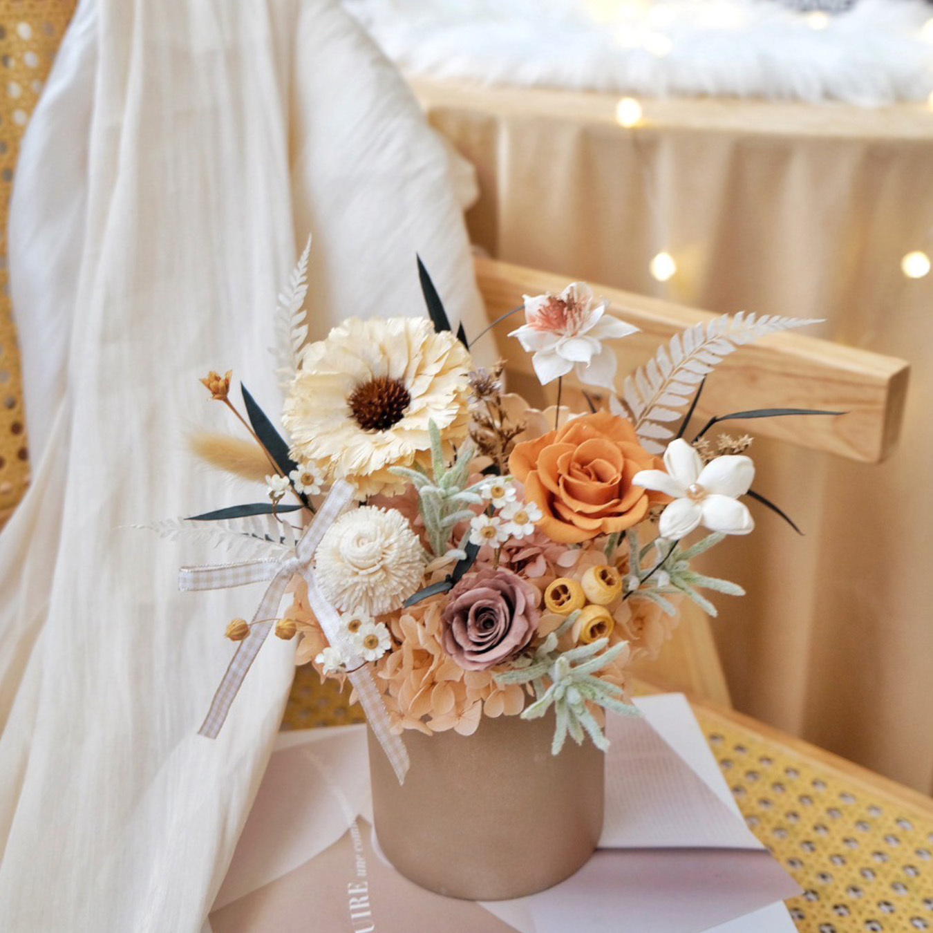 肉桂色 永生盆花