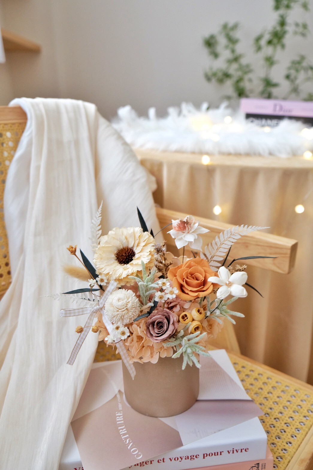 肉桂色 永生盆花