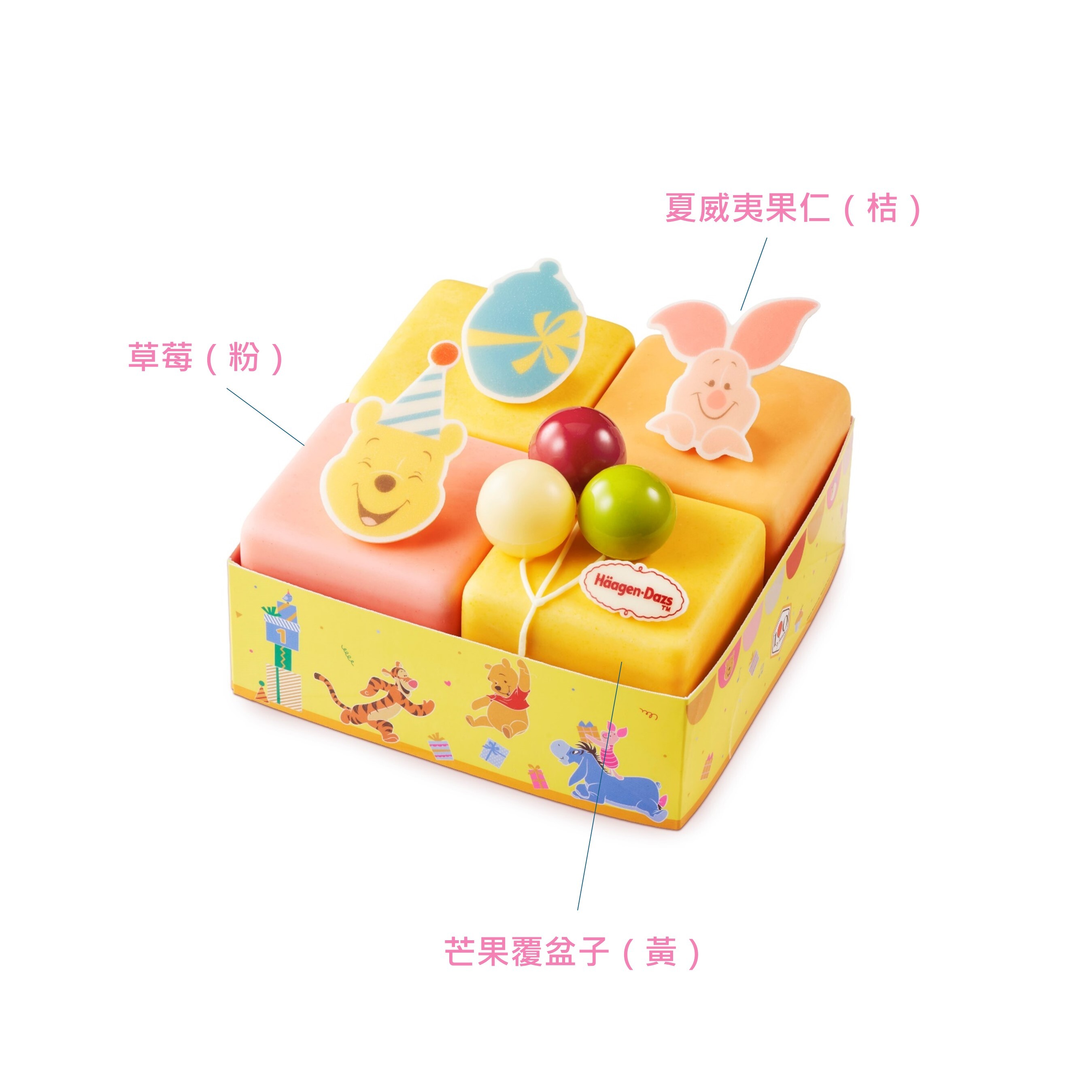 小熊維尼氣球盛宴 - 維尼小豬同樂冰淇淋蛋糕