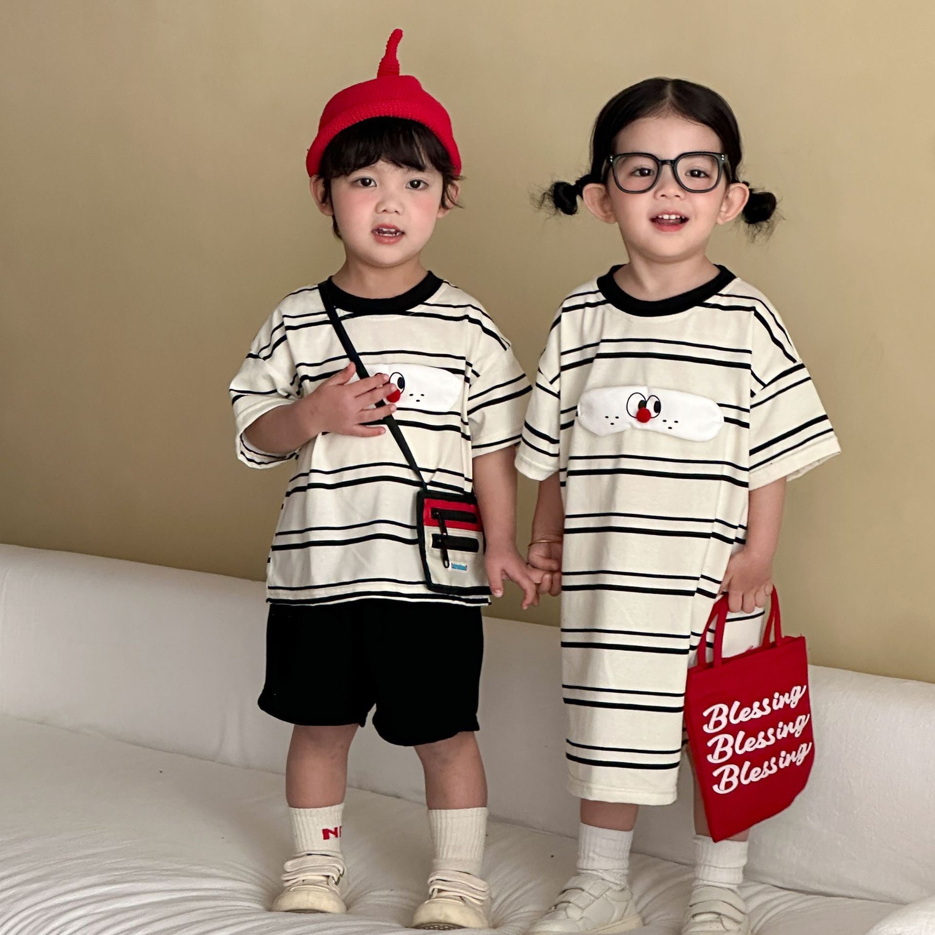 兄弟姐妹一起穿_狗狗橫條套裝/洋裝