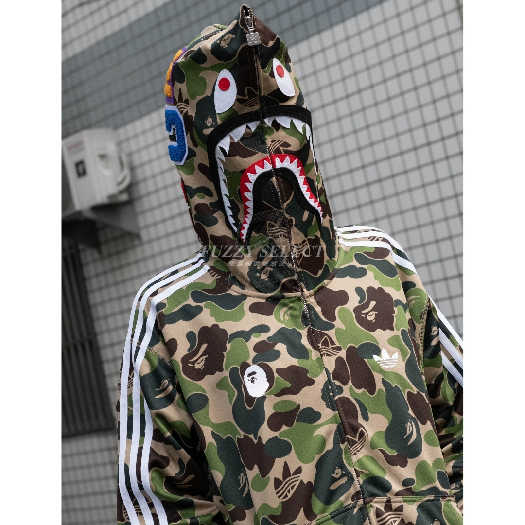 【逢甲FUZZY】BAPE® x Adidas SHARK TRACK HOODIE 綠迷彩 鯊魚 連帽外套 世界杯 聯名款 KF4916